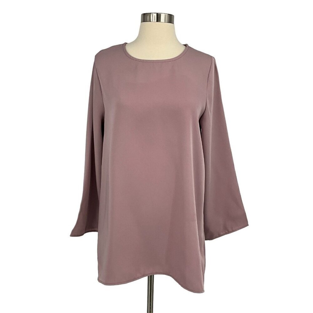 Veiled Collection Size S Tunic Top Dusty Pink Long Sleeve Basic 100% Polyester